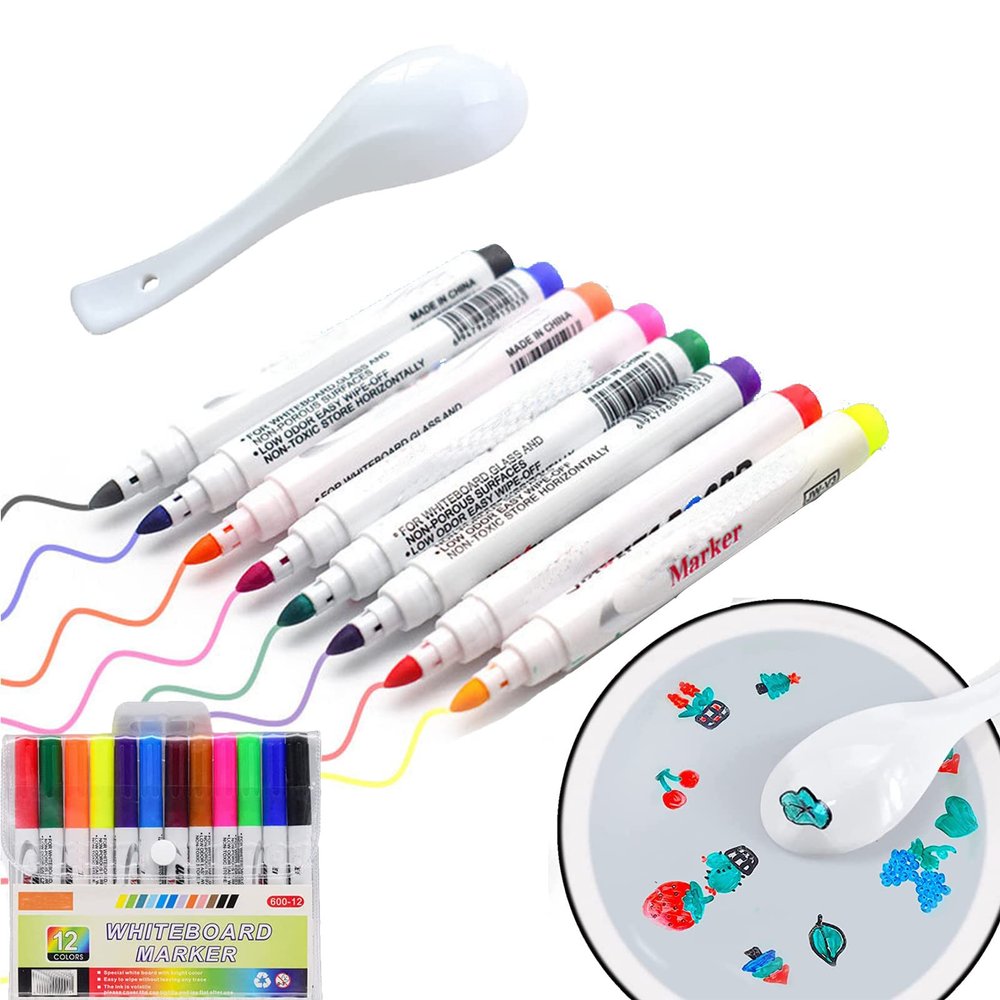Bonseor Magical Floating Ink Pen, 12pcs Multicolor Magic Water Painting Kit with Floating Ink Markers