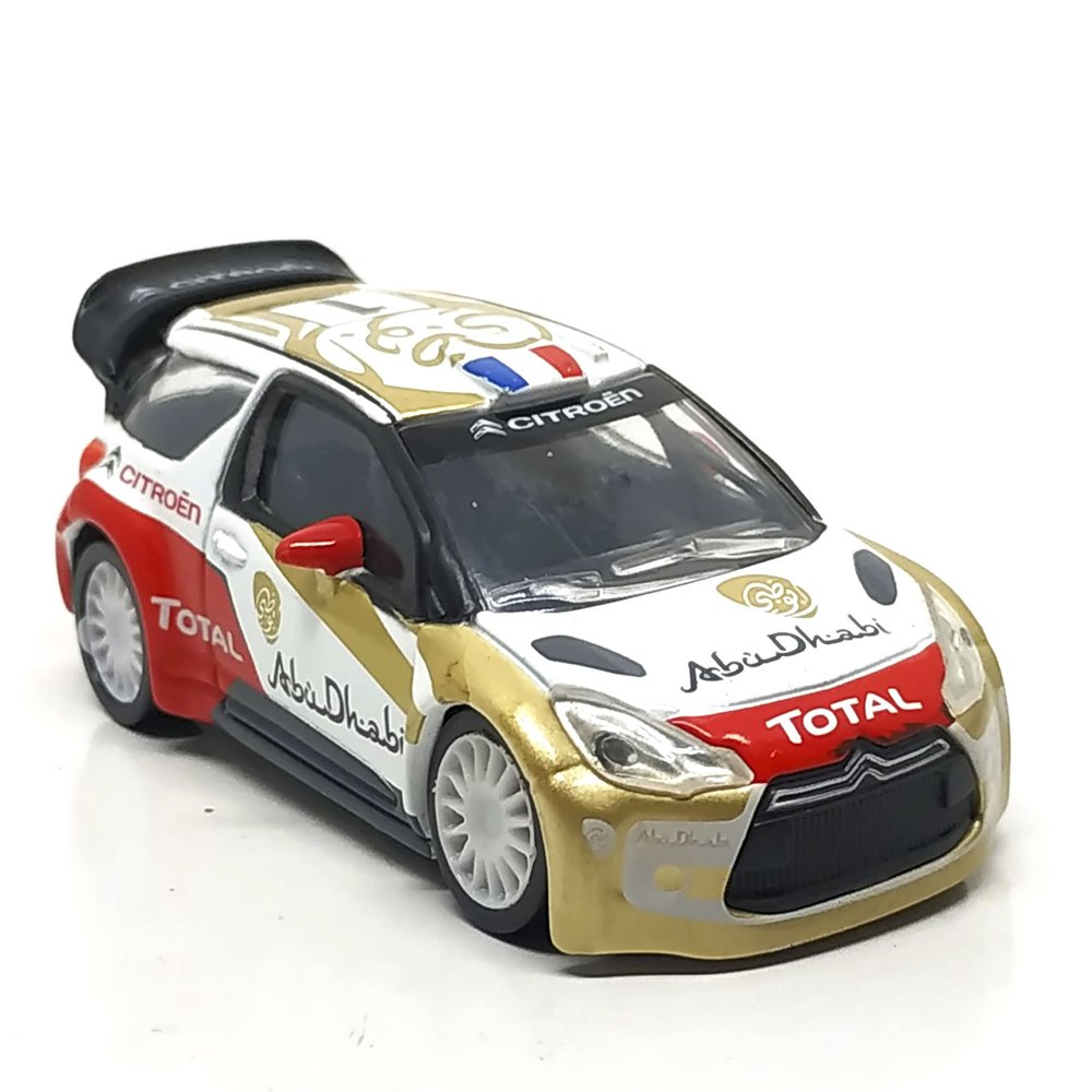 Norev Car 1/64 - Citroen DS3 WRC no.1 Abu Dhabi - Red Side Mirrors - 3 inches Metal Car