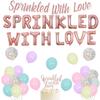 Fangleland Sprinkle Decorations for Girls, Sprinkled With Love Rose Gold Balloon Banner Cake Topper, Gender Reveal Baby Shower Party Supplies view 1
