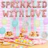 Fangleland Sprinkle Decorations for Girls, Sprinkled With Love Rose Gold Balloon Banner Cake Topper, Gender Reveal Baby Shower Party Supplies view 3