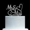 Mr and Mrs Cake Topper - Bride and Groom Sign Wedding, Engagement Cake Toppers Decoration, Silver Glitter Acrylic view 2