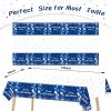 3 Pack Navy Blue Party Supplies Happy Birthday Tablecloths Disposable Rectangle Plastic Table Covers Blue and Silver Confetti Stars Tablecloths for Kids Boys Girls Birthday Party Decorations 54x108'' view 2