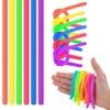 Bulk Toys - 100 Pcs Fluorescent Monkey Noodles Fidget Toy Pack - Christmas Kids Party Favors Bulk Stretchy Toys - Goodie Bag Stuffers - Fidget Noodles Tactile Sensory Toys - Stretchy Strings for Kids view 1
