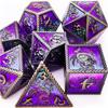 HAOMEJA Dungeons and Dragons Dice Set - Metal 6 Sided Polyhedral Dice for Pathfinder, MTG, Board Games (D20, D12, D10, D8, D6, D4) - Silver, Blue, Purple view 1