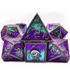 HAOMEJA Dungeons and Dragons Dice Set - Metal 6 Sided Polyhedral Dice for Pathfinder, MTG, Board Games (D20, D12, D10, D8, D6, D4) - Silver, Blue, Purple view 2