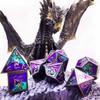 HAOMEJA Dungeons and Dragons Dice Set - Metal 6 Sided Polyhedral Dice for Pathfinder, MTG, Board Games (D20, D12, D10, D8, D6, D4) - Silver, Blue, Purple view 3