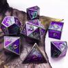 HAOMEJA Dungeons and Dragons Dice Set - Metal 6 Sided Polyhedral Dice for Pathfinder, MTG, Board Games (D20, D12, D10, D8, D6, D4) - Silver, Blue, Purple view 4
