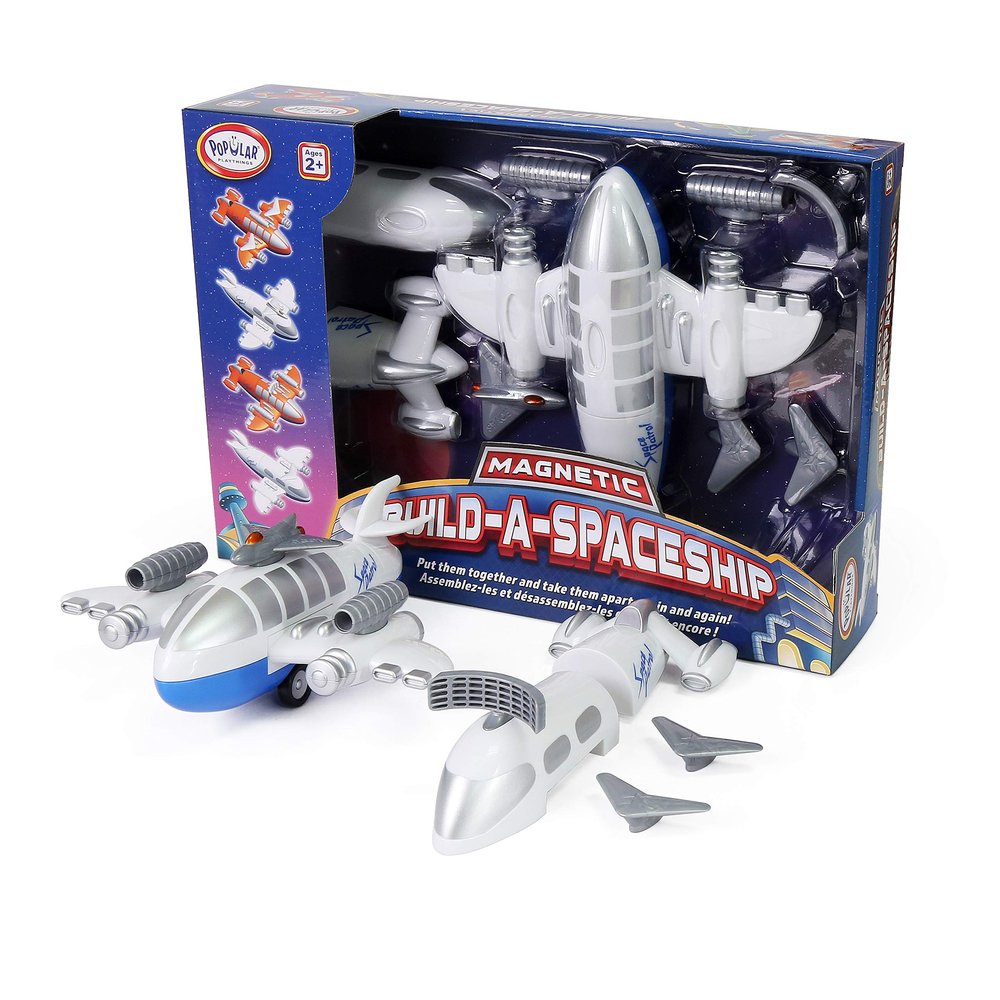 POPULAR PLAYTHINGS Magnetic Build-A-Spaceship Set, Pretend Space Toy for Toddlers, Gifts for Kids Ages 2 & Up