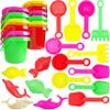 The Dreidel Company Mini Beach Day Playsets (Pack of 12) 3.25" Sand Bucket Play Set Box Includes, Pail, Shovel, Rake, Sifter Scoop, Dolphin Fish Sand Trays Toy for Boys and Girls Birthday Party Favor view 1