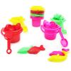 The Dreidel Company Mini Beach Day Playsets (Pack of 12) 3.25" Sand Bucket Play Set Box Includes, Pail, Shovel, Rake, Sifter Scoop, Dolphin Fish Sand Trays Toy for Boys and Girls Birthday Party Favor view 2