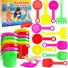 The Dreidel Company Mini Beach Day Playsets (Pack of 12) 3.25" Sand Bucket Play Set Box Includes, Pail, Shovel, Rake, Sifter Scoop, Dolphin Fish Sand Trays Toy for Boys and Girls Birthday Party Favor view 4