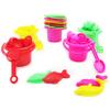 The Dreidel Company Mini Beach Day Playsets (Pack of 6) 3.25" Sand Bucket Play Set Box Includes, Pail, Shovel, Rake, Sifter Scoop, Dolphin Fish Sand Trays Toy for Boys and Girls Birthday Party Favor view 2