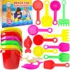 The Dreidel Company Mini Beach Day Playsets (Pack of 6) 3.25" Sand Bucket Play Set Box Includes, Pail, Shovel, Rake, Sifter Scoop, Dolphin Fish Sand Trays Toy for Boys and Girls Birthday Party Favor view 3