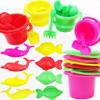 The Dreidel Company Mini Beach Day Playsets (Pack of 6) 3.25" Sand Bucket Play Set Box Includes, Pail, Shovel, Rake, Sifter Scoop, Dolphin Fish Sand Trays Toy for Boys and Girls Birthday Party Favor view 4