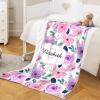 Personalized Floral Baby Blanket with Name for Girls Boys - Custom Monogram Blankets with Floral for Kids Toddler - Customized Throw Blanket for Baby Adult - Soft Fleece Baby Blanket 30"x40" view 2