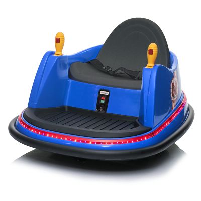 JOYMOR Kids Bumper Car, 6V Electric Bumper Vehicle w/Remote Control, Flashing LED Lights & 360 Degree Spin, 2 Driving Modes, Music, Safety Belts, for Boys and Girls - Blue