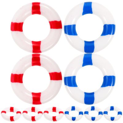 10pcs Mini Life Ring Miniature Swimming Ring Nautical Life Wood Decor Marine Theme Decorative Ornaments Miniatures Decoration Preserver Decoration