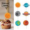18pcs Glitter Celestial Dessert Cupcake Topper for Solar System Outer Space Universe Theme Decor Supplies Baby Shower Boy Girl Happy Birthday Party Decoration view 2