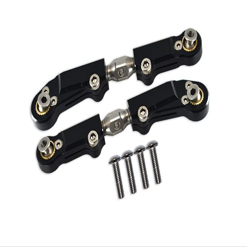 6pc setUpgrades Aluminum+Stainless Steel Adjustable Front Steering Tie Rod Team CORALLY 1/10 SKETER XL4S Brushless Moster Truck C-00191 RC Cars by GPM (Black)