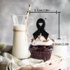 18pcs Black Glitter Dessert Cupcake Topper Cancer Chemo Free Survivor Warrior Theme Decor Supplies Breast Cancer Breast Care Awareness Birthday Party Decoration view 2