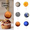 18pcs Glitter Dessert Cupcake Topper for Solar System Outer Space Universe Theme Decor Supplies Baby Shower Boy Girl Happy Birthday Celestial Day Party Decoration view 2