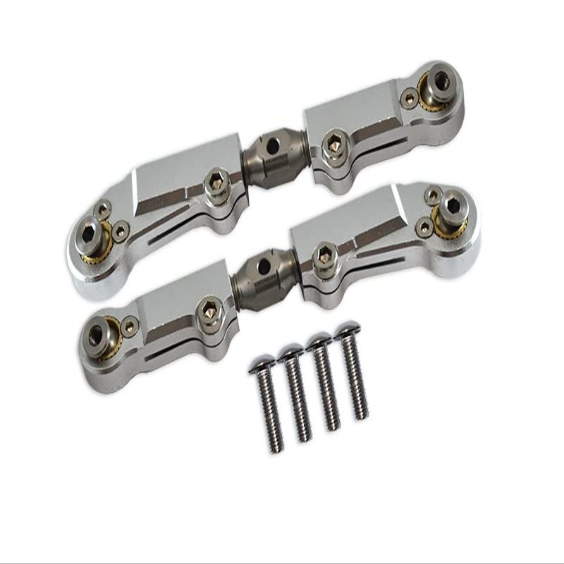 6pc setUpgrades Aluminum+Stainless Steel Adjustable Front Steering Tie Rod Team CORALLY 1/10 SKETER XL4S Brushless Moster Truck C-00191 RC Cars by GPM (Silver)