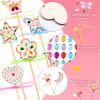 Chinco 55 Piece Princess Wands Kit Include Wooden Wands for Crafts, Gem Stickers, Ribbons, Foam Princess Tiaras and Wooden Crowns DIY Heart Butterfly Moon Wand Make Your Own Princess Wand for Kid Girl view 4