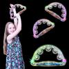 The Dreidel Company Flashing Tambourines Hand Held, 9" Inch Tambourine Flashes in Assorted Colors, Ring Metal Jingles Percussion Musical Educational Hand Instrument, Party Kids Games (2-Pack) view 1