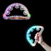 The Dreidel Company Flashing Tambourines Hand Held, 9" Inch Tambourine Flashes in Assorted Colors, Ring Metal Jingles Percussion Musical Educational Hand Instrument, Party Kids Games (2-Pack) view 2