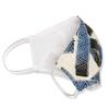 Coradorables Blue Tribal Hawaiian Tropical Face Mask poly cotton with cotton lining nose covered oblong shape elastic ear straps view 2