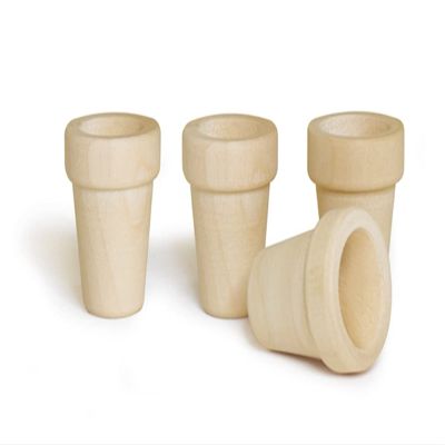 4 Tiny Unfinished Wood Faux Pots for Flowers - 1.2 Inch