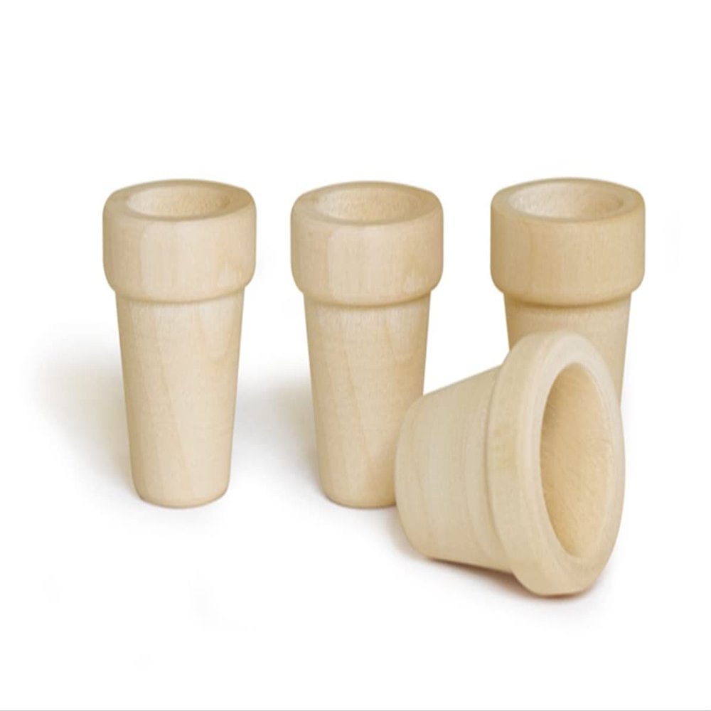4 Tiny Unfinished Wood Faux Pots for Flowers - 1.2 Inch