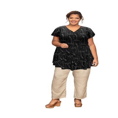 On the Plus Side Grey Short Sleeve Plus Size Baby Doll Top Size 7X (42W-44W)