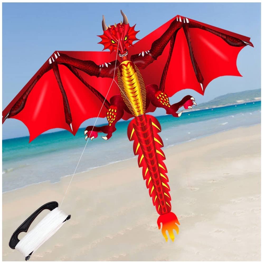 1.6M Dinosaur Kite Easy to Assemble and Fly Kite, Suitable Flying Kite for Boys and Girls, Can Take Off Even in Low Wind LSDRALOBBEB 0401(Color:B,Size:)