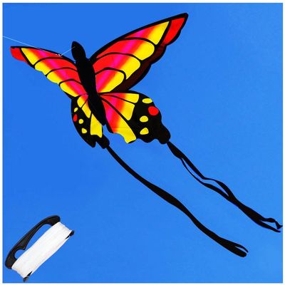 1.5M Butterfly Kite Beach and Outdoor Toys, Flying Kite for Boys and Girls with 100M Flying Line and Spool LSDRALOBBEB 0401(Color:B,Size:)