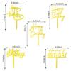 10 PCS Gold Happy Birthday Cake Topper Acrylic Cupcake Topper Birthday Supplies Decorations view 2