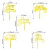 10 PCS Gold Happy Birthday Cake Topper Acrylic Cupcake Topper Birthday Supplies Decorations view 3