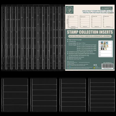 Stamp Collection Inserts - Collector Stamp Album 12 Sheets with 4 Mixed Sizes Single Side for Stamp Collection Binder Kit IS02MX112
