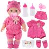 DONTNO 12 Inch Baby Doll with Clothes and Accessories, Reborn Alive Baby Doll Feeding and Caring Set with Baby Bottles Diaper Nipple for Little Girls Pretend Play Set view 1