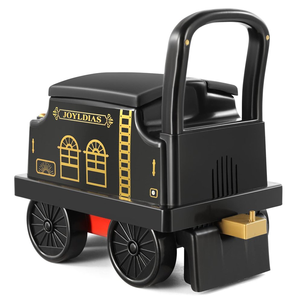 JOYLDIAS Train Carriage for Ride On Train with Songs, Stories, Storage and Handle, Black