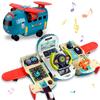 Dwi Dowellin Airplane Car Toy,Steering Wheel Toys for 3 4 5 6 Year Old Boys&Girls with Sound and Light,Toddler Educational Plane Driving Toy Gift for Kids Aged 3+, Blue view 1