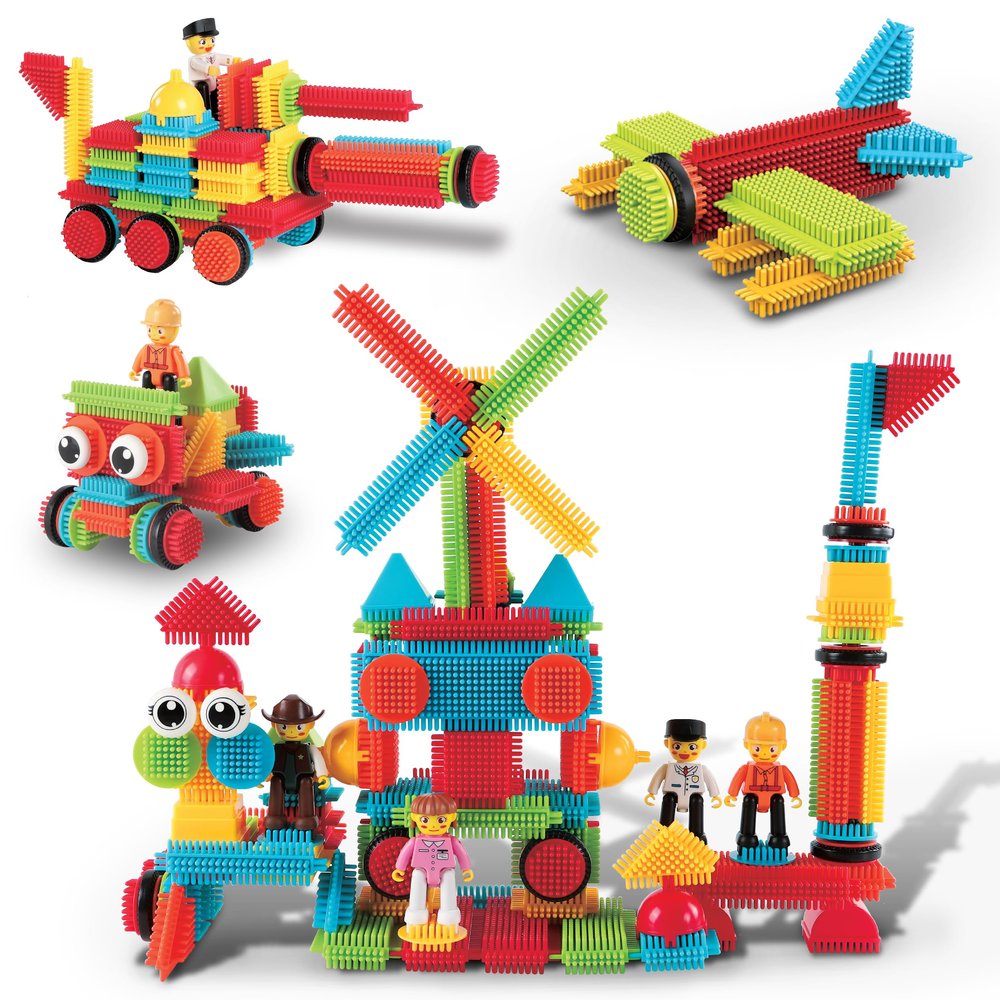 PicassoTiles 116pc Hedgehog Building Blocks Construction Toy Set with Interlocking Tiles Idea Book 4 Action Figure Characters and Decorative Eyes STEM Educational Playset for Kids Ages 3 Plus PTB116