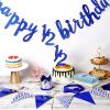 Spakon 6 Month Happy Birthday Banner Set 1/2 Happy Birthday Decorations Glitter 1/2 Half Year Cake Topper Triangle Flag Celebrations Crown Hat Bow Tie(Blue) view 4