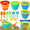 TOY Life Collapsible Beach Toys for Kids with 4 Silicone Collapsible Sand Buckets & 8 Shovels & Mesh Bag, Travel Beach Essentials for Kids Sand Toys Toddlers, Sandbox Toys for Boys Girls Ages 3-5 4-8 view 1