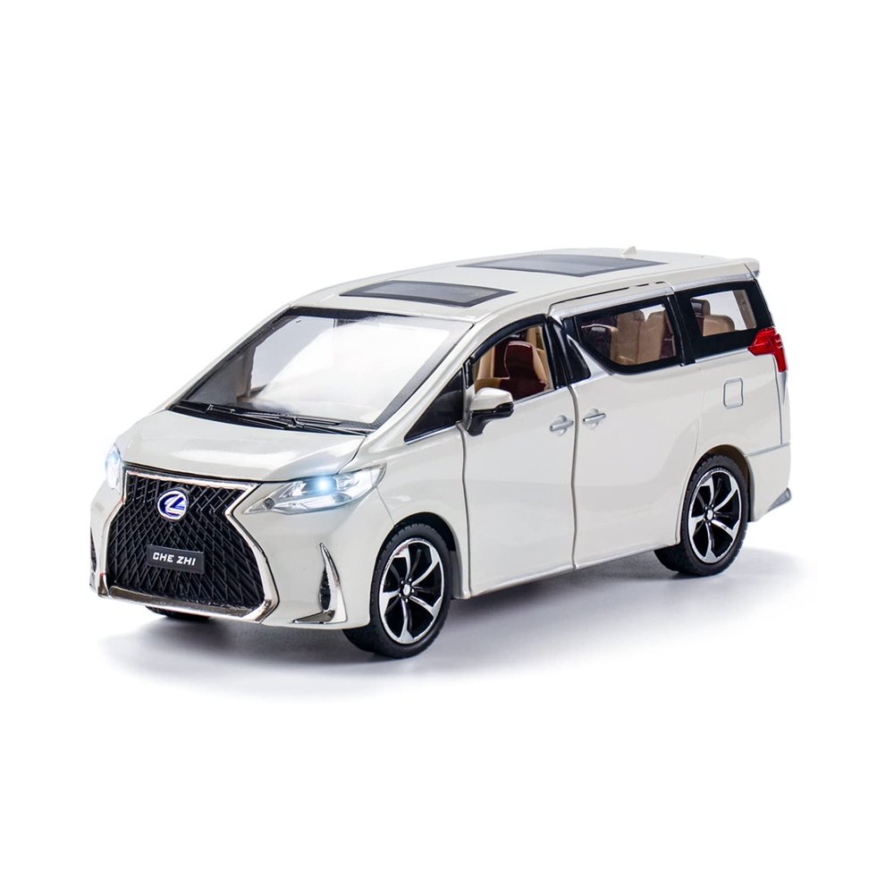 Diecast Metal Model Car-1:24 Scale with Sound and Light, Kids Age 3+ Years. (White)