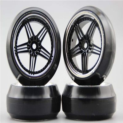 Replacement Part For 4pcs RC 1/10 Hard Drift Tire Tyre Wheel Rim 12CK 0mm Ofet(Chrome+Painting Black) Fits For 1:10 Drift Car - (Color: Rim With 20016)