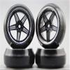 Replacement Part For 4pcs RC 1/10 Hard Drift Tire Tyre Wheel Rim 12CK 0mm Ofet(Chrome+Painting Black) Fits For 1:10 Drift Car - (Color: Rim With 20016) view 1