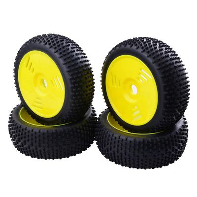 Replacement Part For 4 Pieces Front Rear Rim Tire Rubber Tires For RC 1: 8 Team Truck - (Color: Yellow)