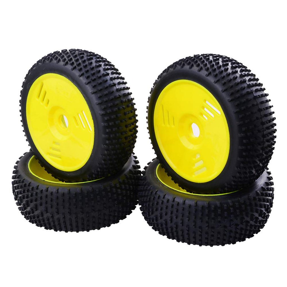 Replacement Part For 4 Pieces Front Rear Rim Tire Rubber Tires For RC 1: 8 Team Truck - (Color: Yellow)