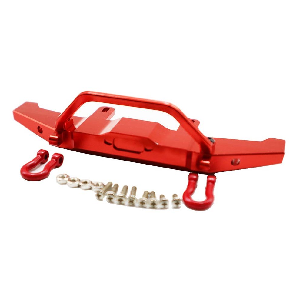 Replacement Part For Durable Metal Front Bumper For WPL C14 C24 1/16 RC Semi-truck Pickup Truck, RC Truck Bumper - (Color: Red)